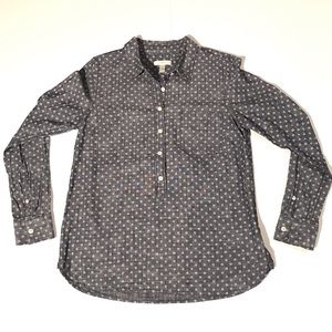 J. Crew denim popover polka dot size:8 100%cotton